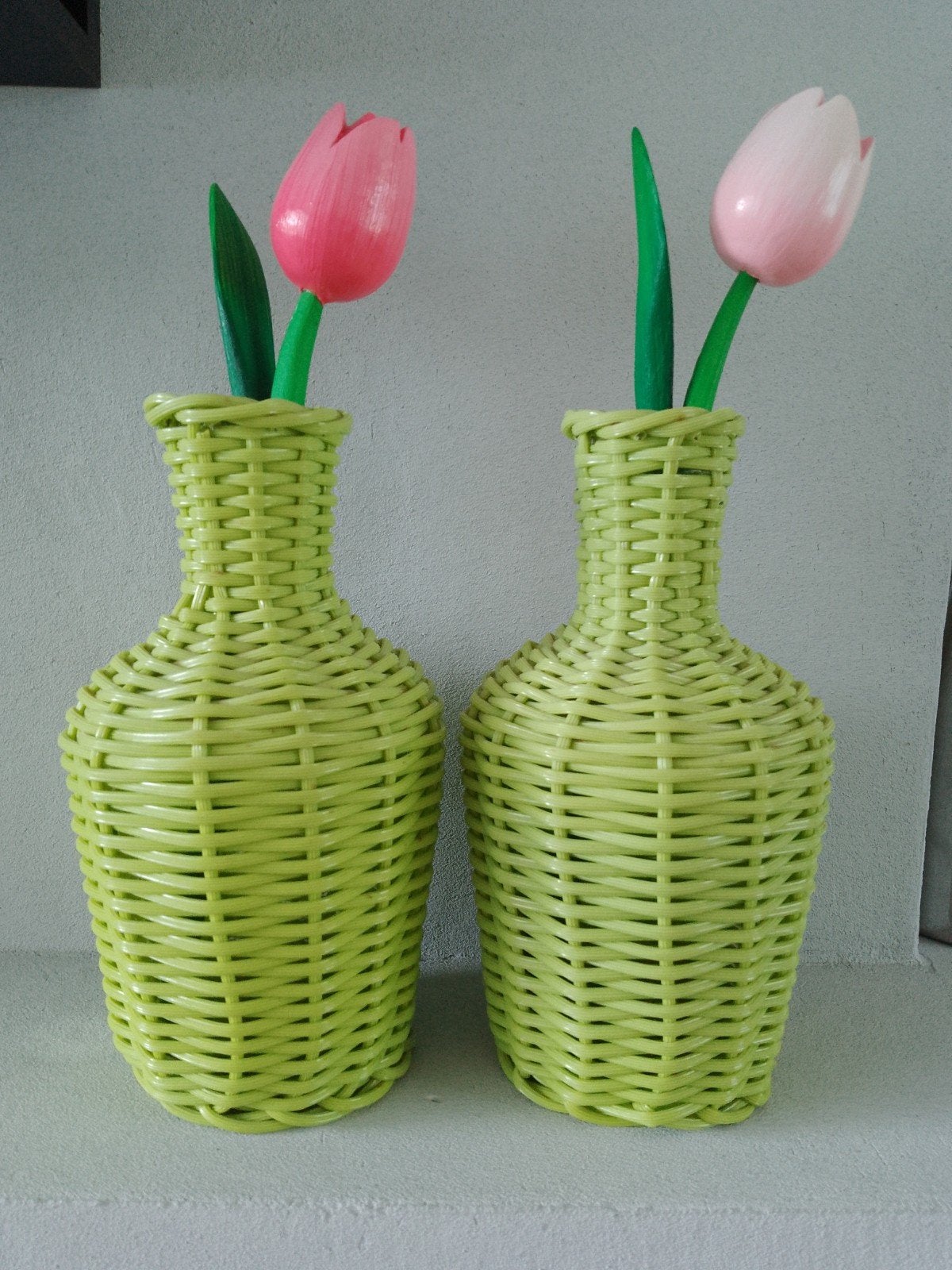 Groene vaasjes, Ophalen, Zo goed als nieuw, Groen, Glas