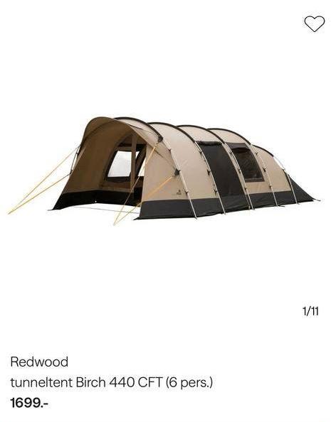 Redwood tunneltent katoen - birch 440 - 6 pers - zgan, Caravans en Kamperen, Tenten, Ophalen of Verzenden, Zo goed als nieuw, Tot en met 6