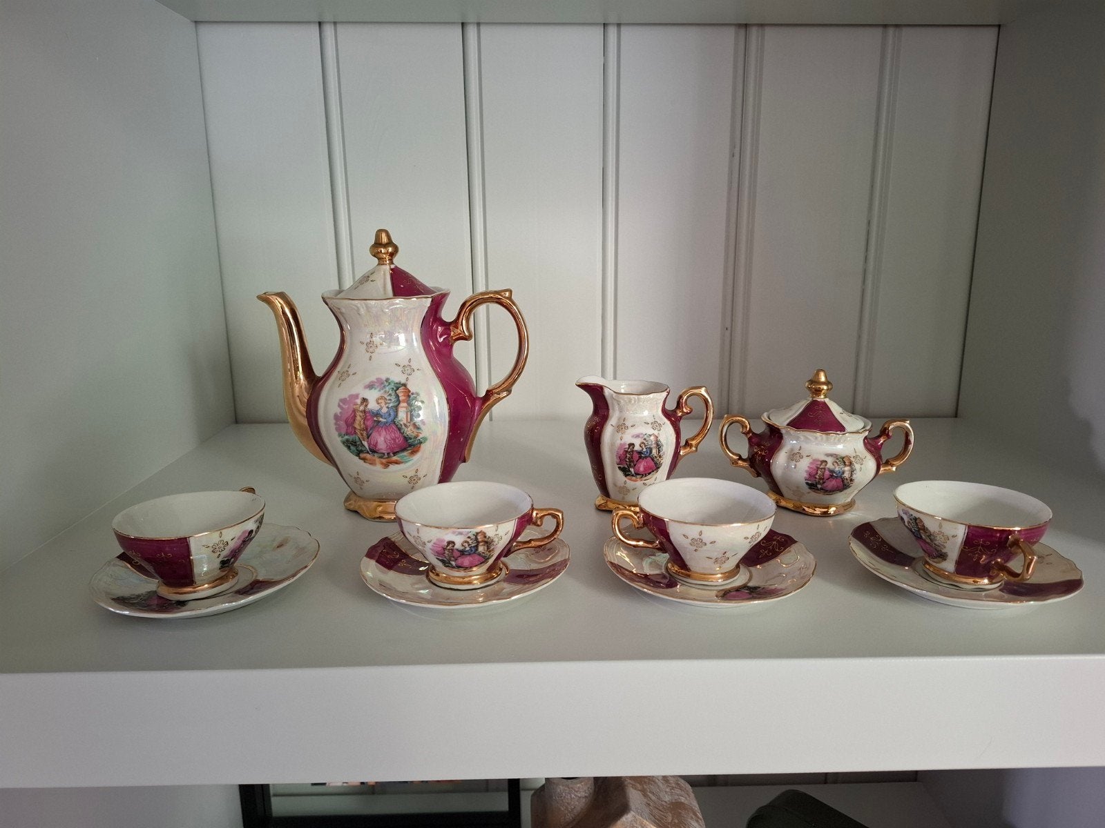 Vintage Porseleinen Theeservies - Romantisch Design, Antiek en Kunst, Ophalen of Verzenden