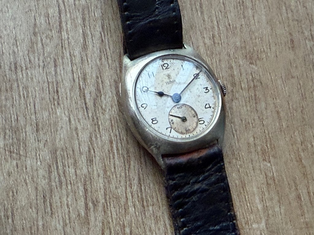 Vintage Tudor 250 Art Deco Early 1940’s Gold-Steel, Overige merken, Leer, Polshorloge, Ophalen of Verzenden