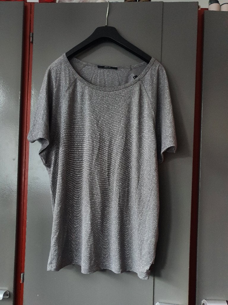 Replay Zilver Glitter Oversized T-shirt – XS – Minimal Luxe, Wit, Ophalen of Verzenden, Zo goed als nieuw, Korte mouw
