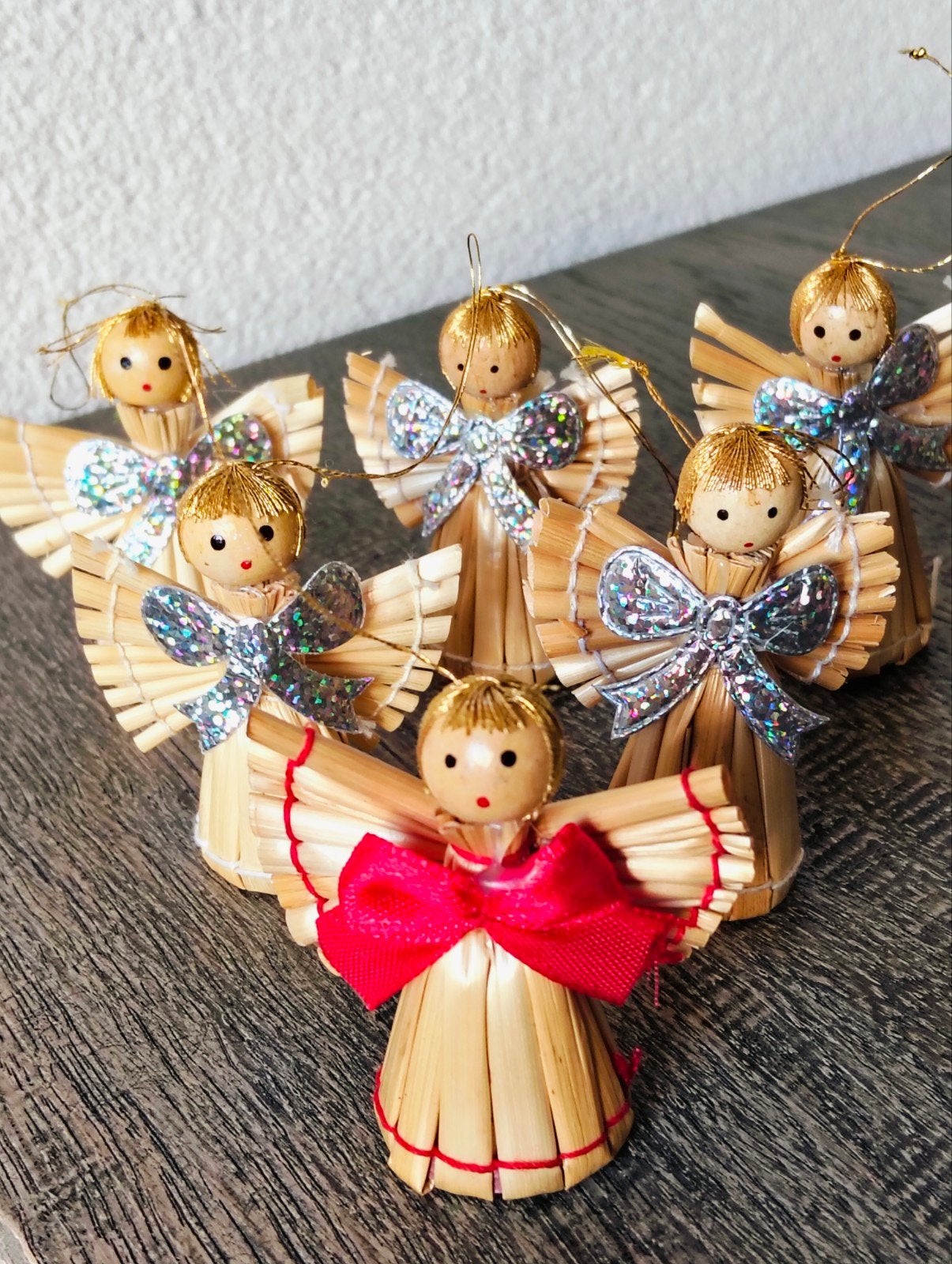 Kerstversiering engeltjes van stro, Diversen, Kerst, Ophalen of Verzenden, Zo goed als nieuw