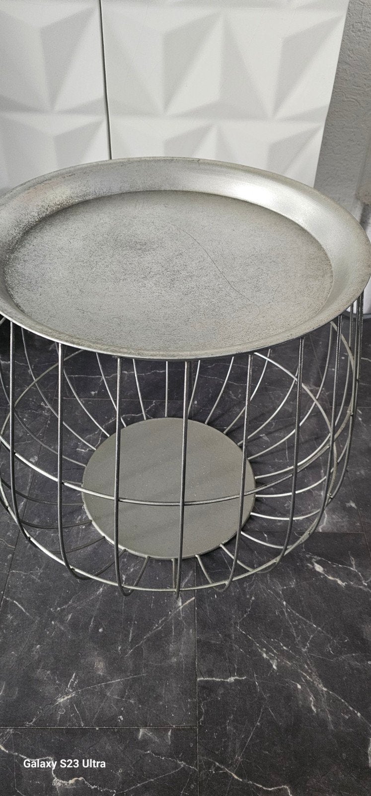 bijzettafel zilver, Huis en Inrichting, Ophalen, Metaal of Aluminium, Rond, 55 tot 75 cm