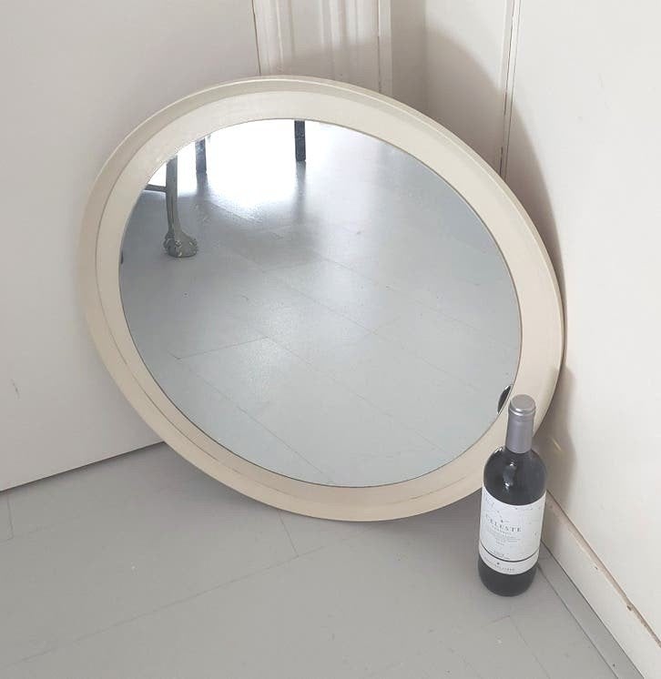 Spiegel Vintage 60cm Cirkel Rond Beige Jaren 70 Retro, Ophalen