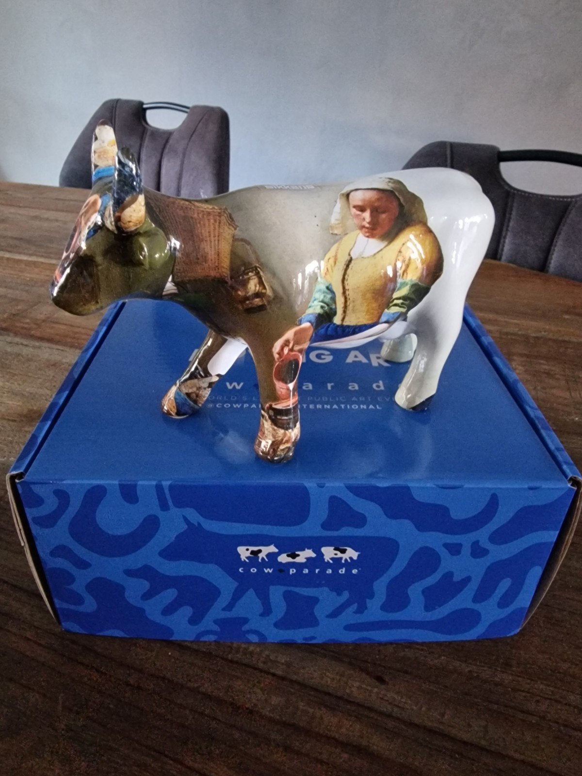 Cow Parade Vermeer Koe - Moving Art, Kunststof, Ophalen of Verzenden, Zoogdier, 20 - 50 cm