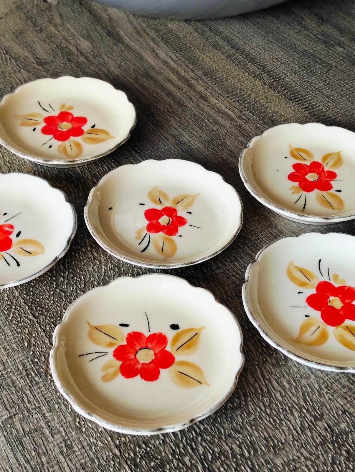 Antiek servies Cambridge ivory petit four - bonbon bordjes, Ophalen of Verzenden