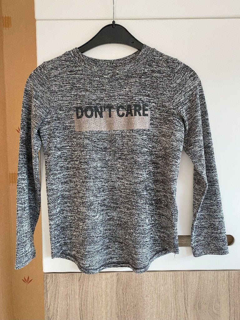 Tshirt Dont Care CenA Grijs Zwart Maat 134 140, Kinderen en Baby's, Kinderkleding | Maat 134, Gebruikt, C&A, Meisje, Ophalen of Verzenden