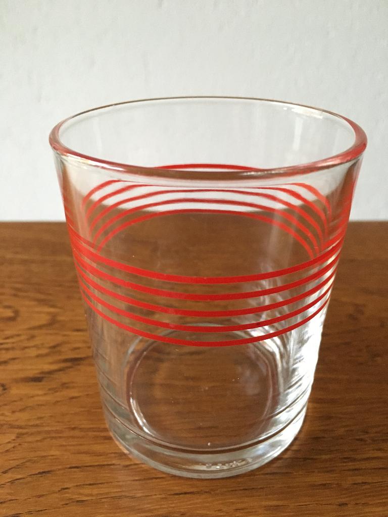Glas met Rode Strepen Jaren 60/70 als Nieuw, Verzamelen, Ophalen of Verzenden, Huis en Inrichting