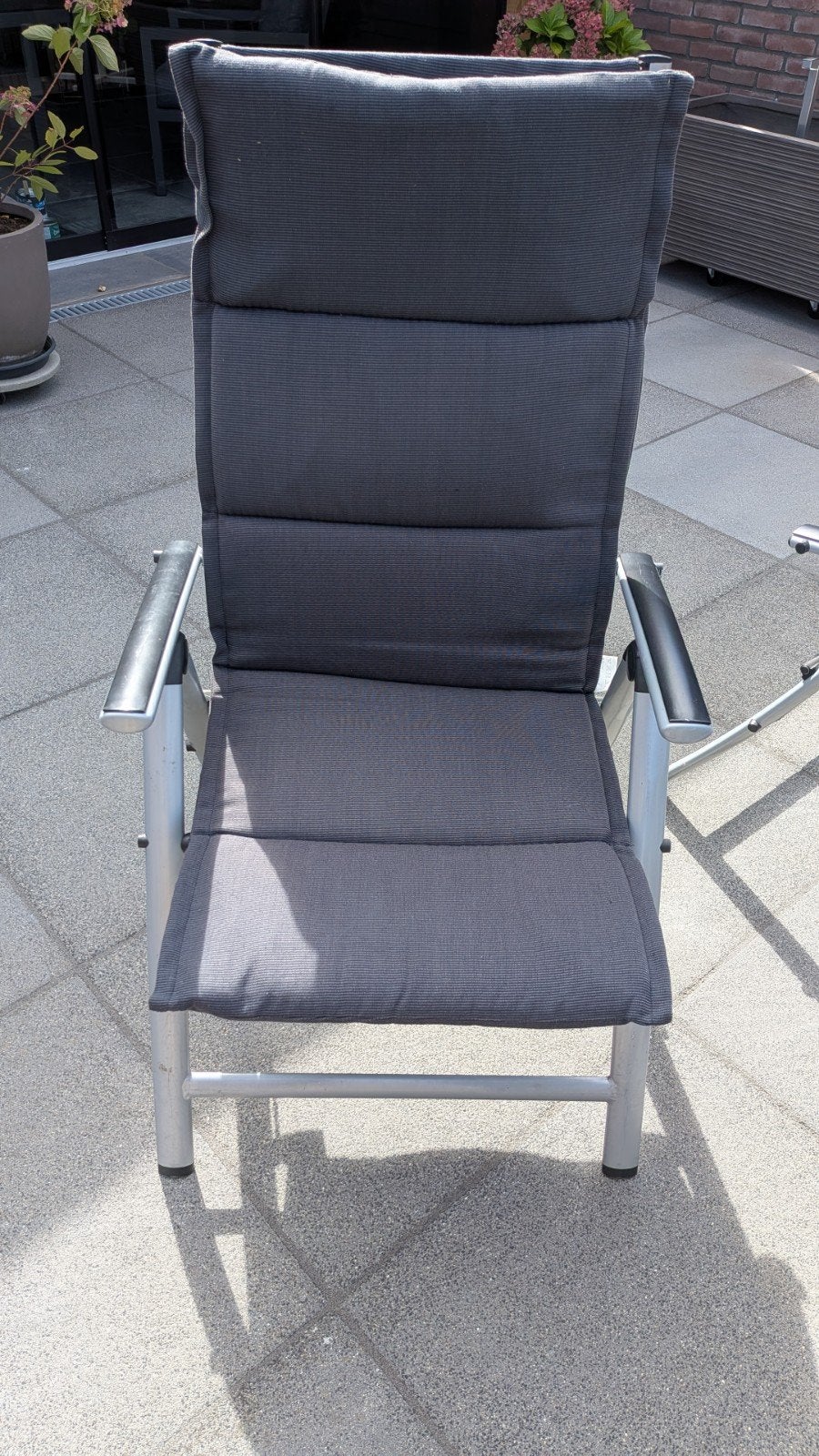 Tuintafel 178x100x70 met 6 inklapbare stoelen + kussens, Tuin en Terras, Ophalen, Gebruikt, 6 zitplaatsen, Tuinset