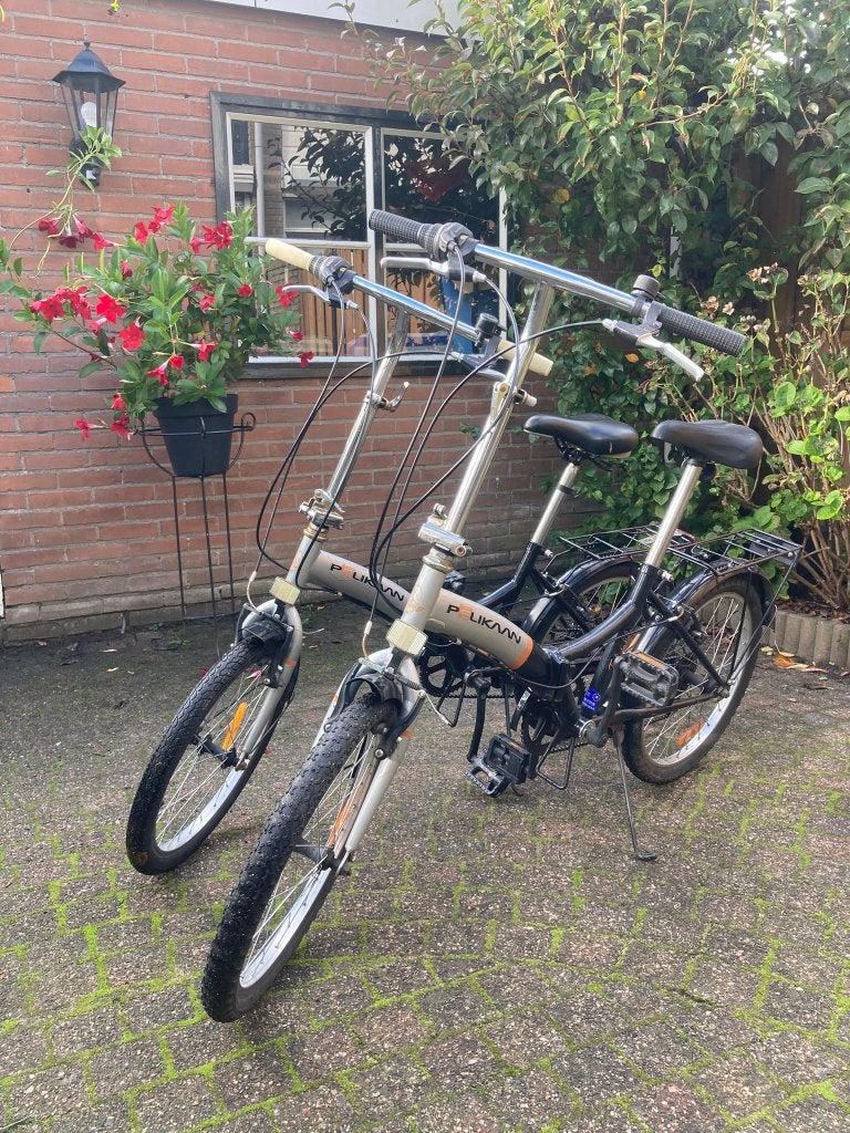 2 Pelikaan Vouwfietsen Ideaal voor Camping, Boot of Trein!, Gebruikt, Velgrem, Versnellingen, Ophalen