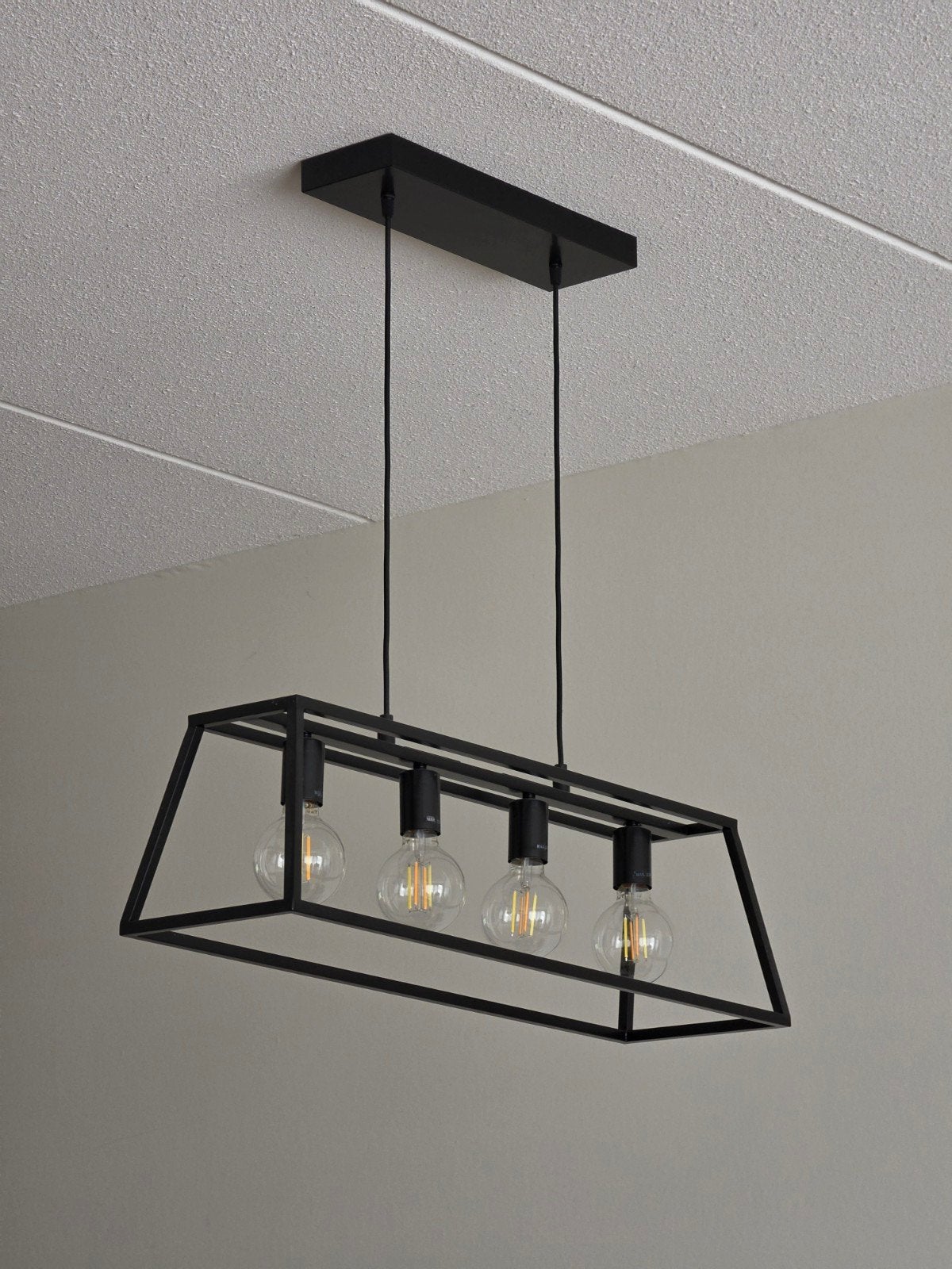 IKEA FELSISK Hanglamp - Zwart, Huis en Inrichting, Lampen | Hanglampen, Ophalen, Modern, Industrieel, E27 (groot), Zo goed als nieuw