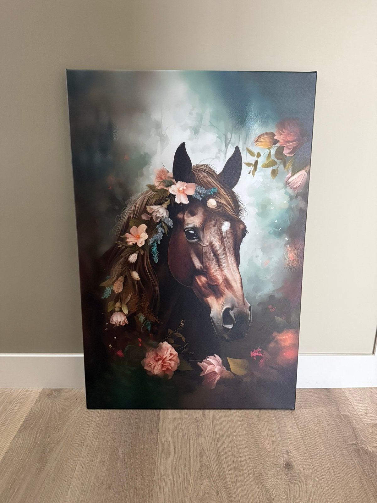 Prachtige mooie canvas doek met Paard, Huis en Inrichting, Ophalen, Zo goed als nieuw, Schilderij, 75 – 100