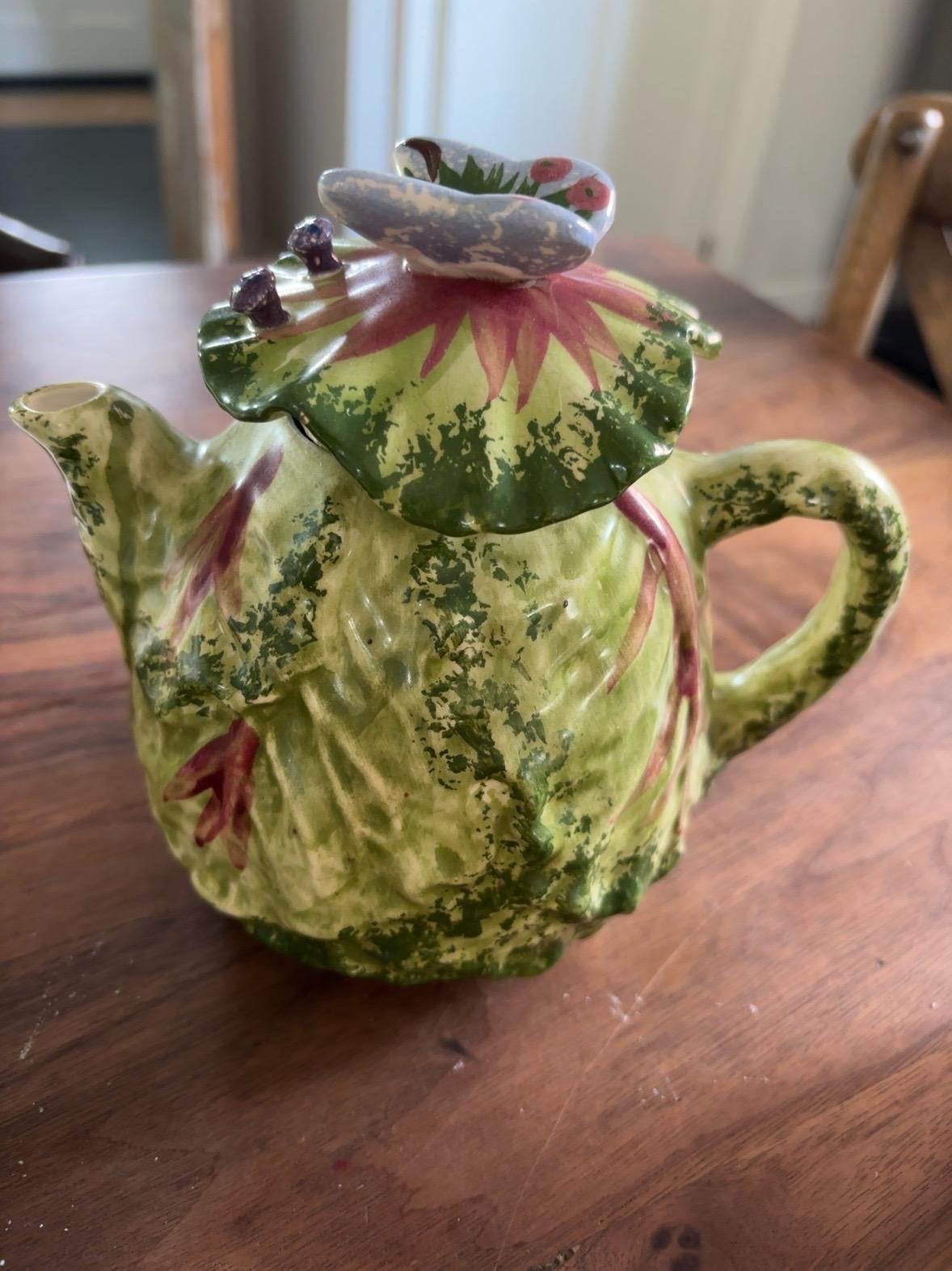 Unieke handgeschilderde theepot met natuurmotief, Ophalen of Verzenden