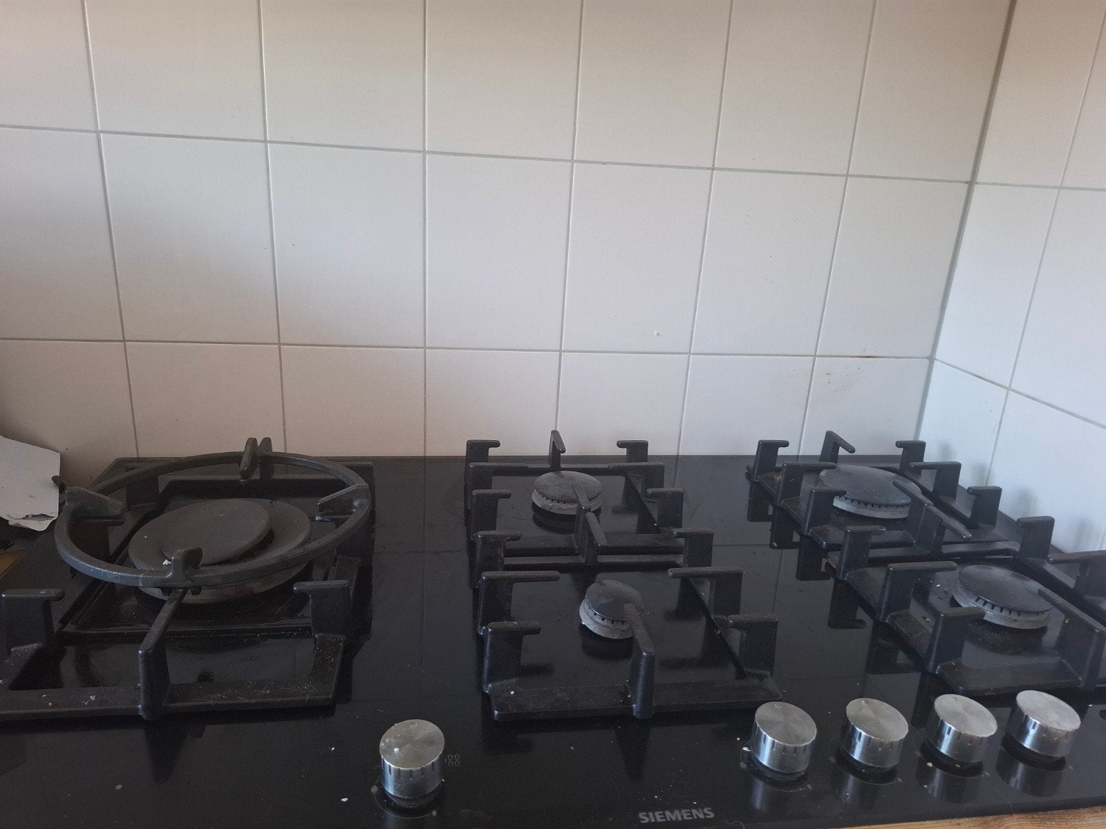 Grartis Siemens 5-pits gasfornuis - Zwart glas, Gebruikt, Ophalen of Verzenden, Inbouw, Gas