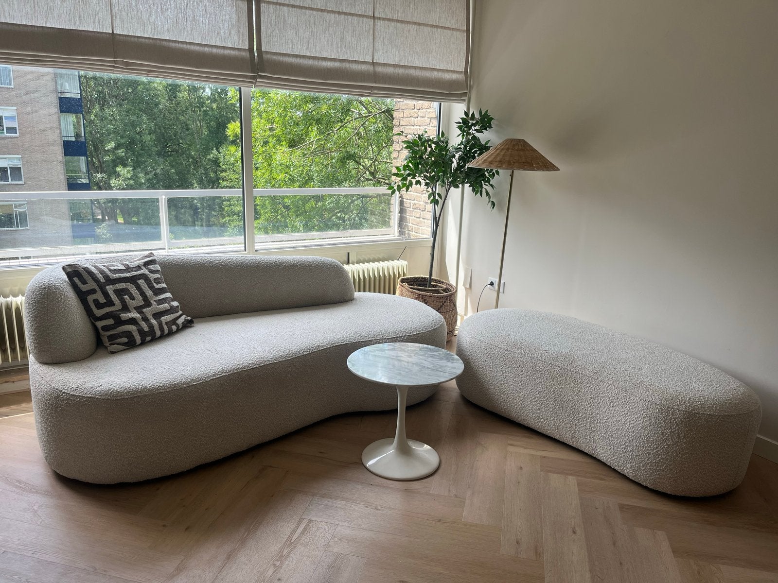 Nous Living 2-zitsbank Links Antibes Crème met hocker, Tweepersoons, 75 tot 100 cm, Ophalen of Verzenden, Zo goed als nieuw