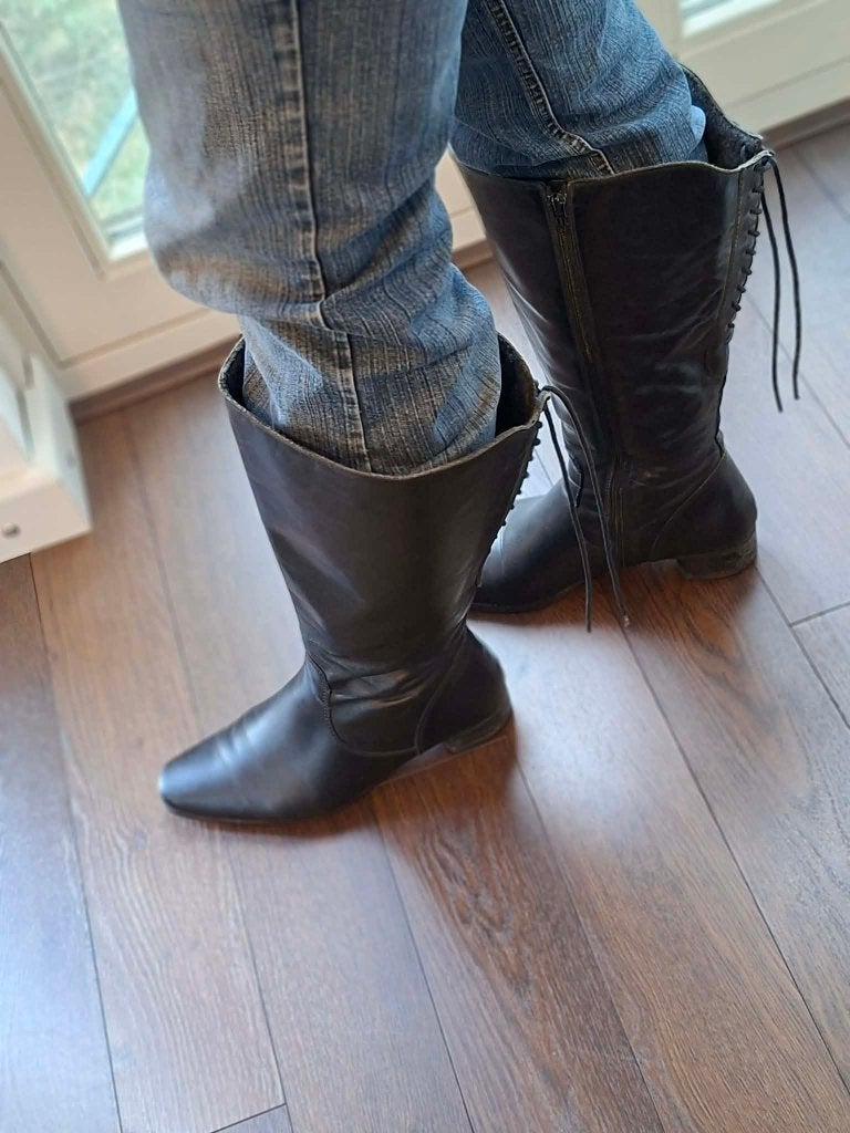 Te koop: leren laarzen JJ Footwear extra wijde schacht, Kleding | Dames, Hoge laarzen, JJ Footwear, Zwart, Ophalen of Verzenden