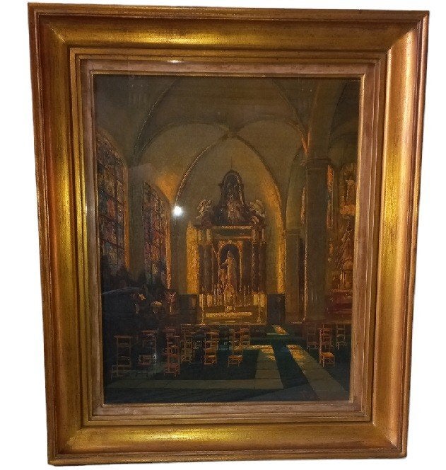 Raoul Pharasyn (1908-1991) kerkinterieur., Antiek en Kunst, Kunst | Schilderijen | Klassiek, Ophalen, Overige onderwerpen