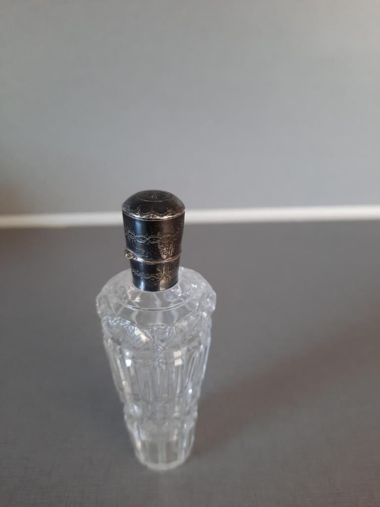 Antiek parfumflesje met zilveren dopje, gemerkt, Antiek en Kunst, Ophalen of Verzenden