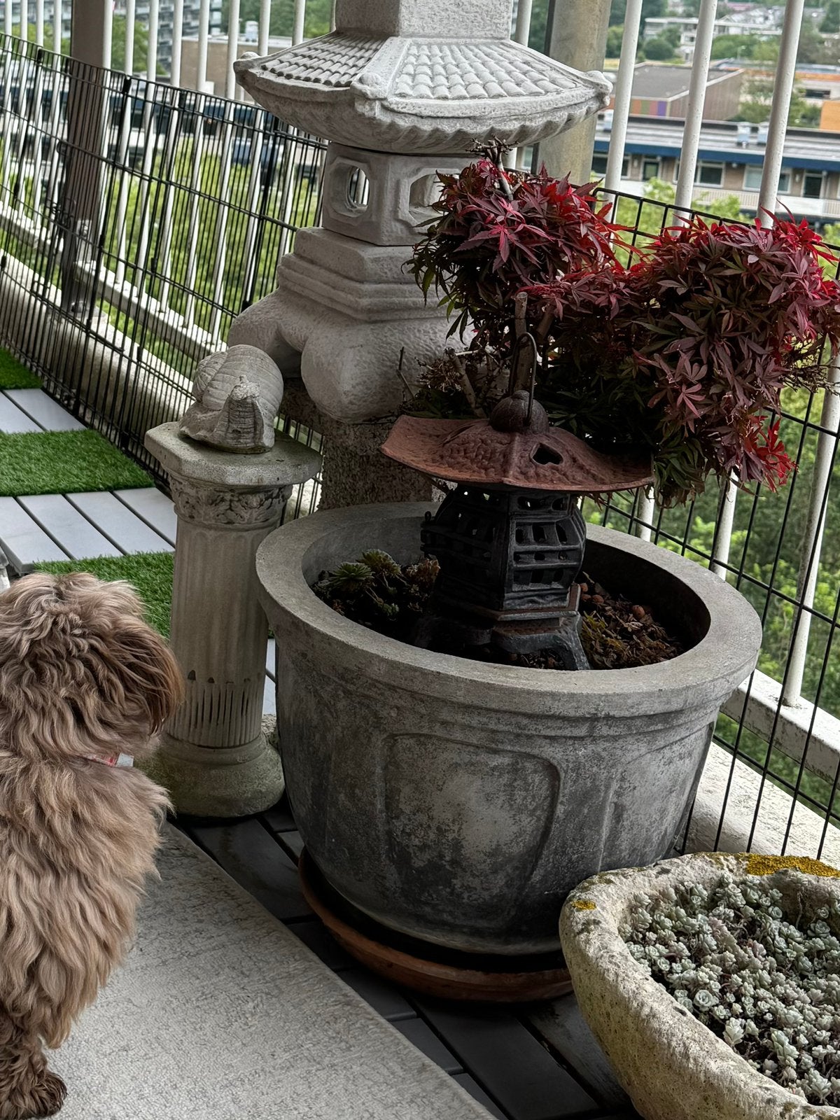 Betonnen plantenvak, Rond, Minder dan 40 cm, Beton, Balkon