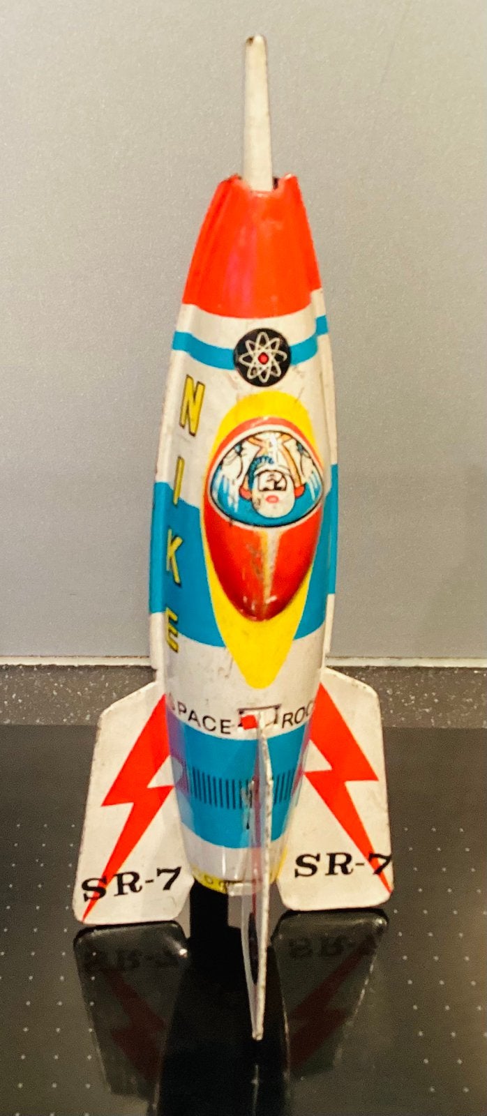 Vintage 1960 blikken Masuya SR-7 Nike Space Rocket ,18cm, Antiek en Kunst, Ophalen