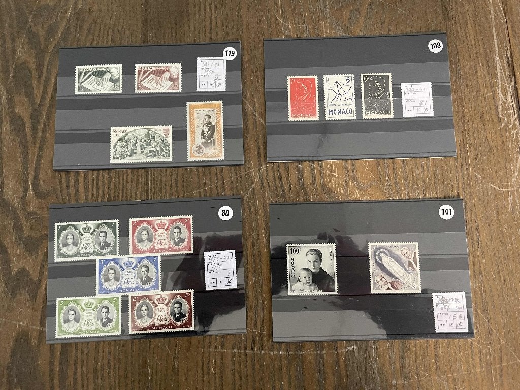 oude postzegels Monaco 4 kaarten, Verzenden