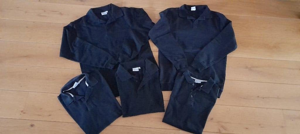 Mooie set van 5 polo’s zwart maat S korte en lange mouw ZGAN, Ophalen of Verzenden, Zo goed als nieuw, Maat 46 (S) of kleiner