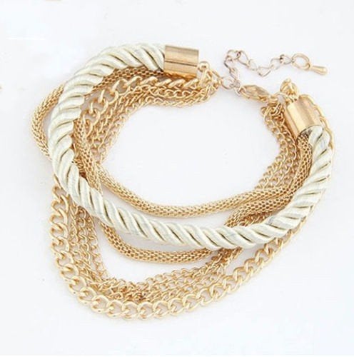 Charm luxury Alloy Chain Braided Rope Multilayer Bracelet, Ophalen of Verzenden, Nieuw, Zilver, Staal