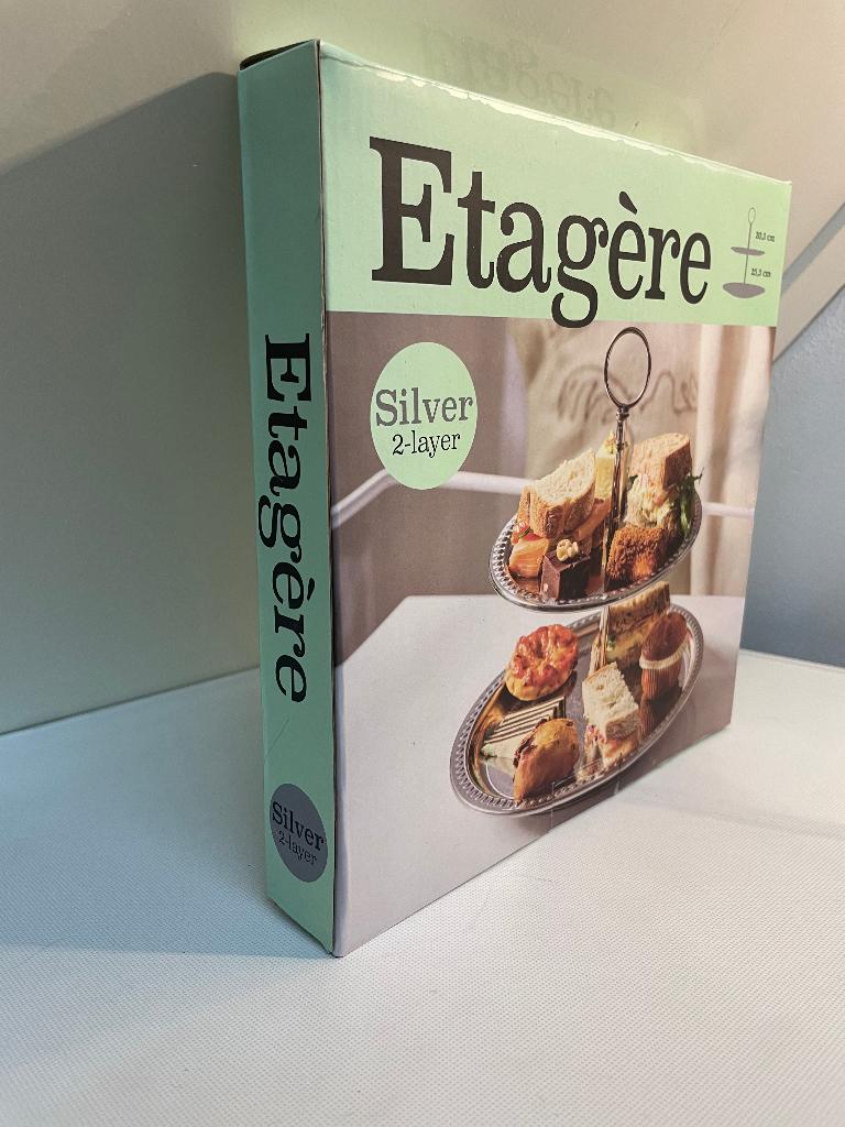 2 laags chique zilverkleurige  RVS etagère, Ophalen, Nieuw