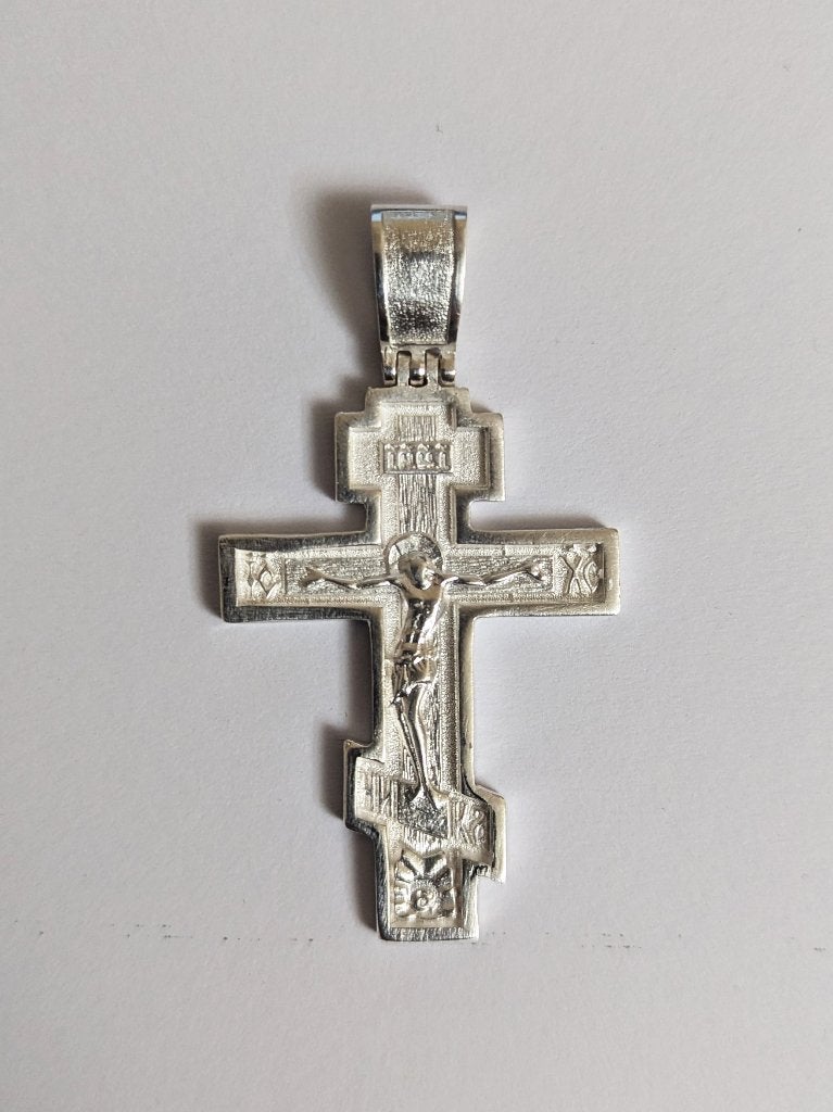 Groot, prachtig, dubbelzijdig zilveren kruis, Verzenden, Nieuw, Kruis of Symbool, Zilver