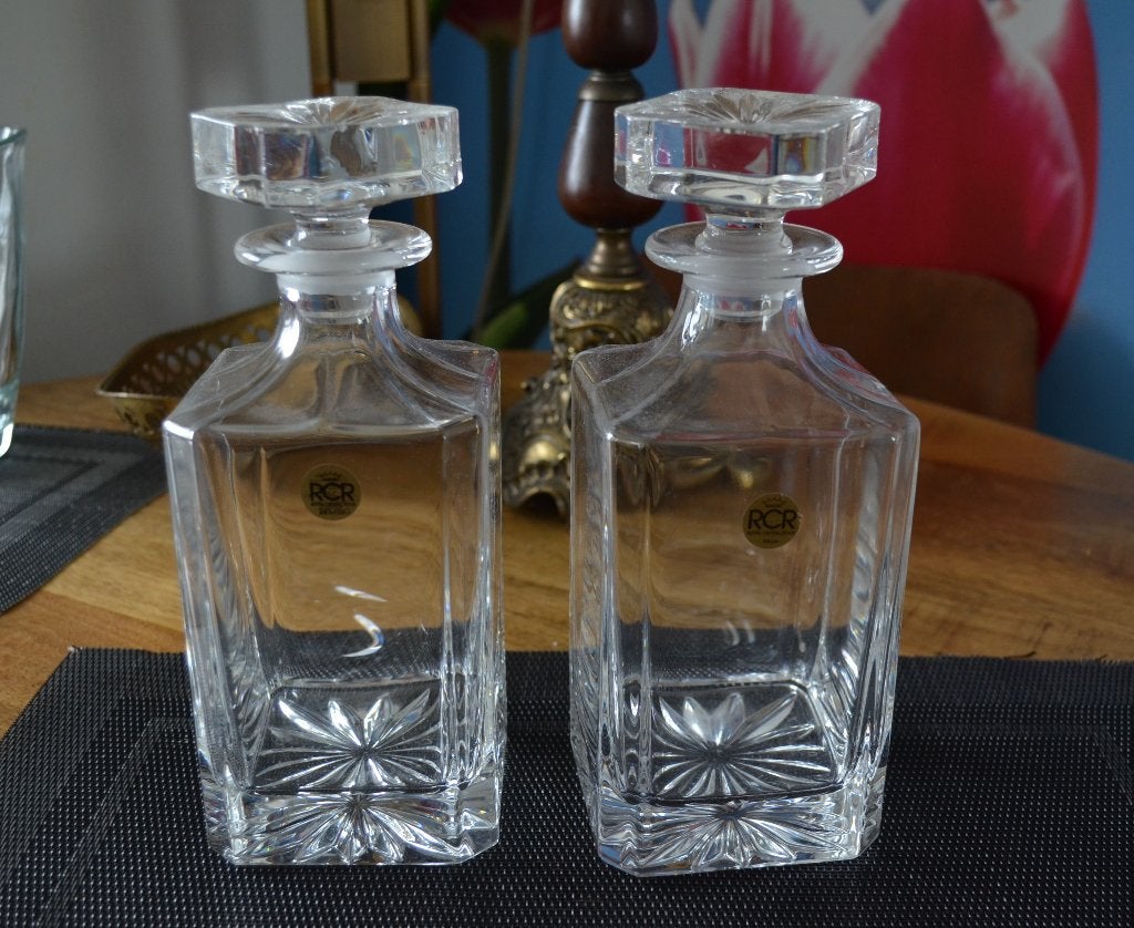 RCR Royal Crystal Rock Italy – set van 2 kristallen karaffen, Ophalen of Verzenden
