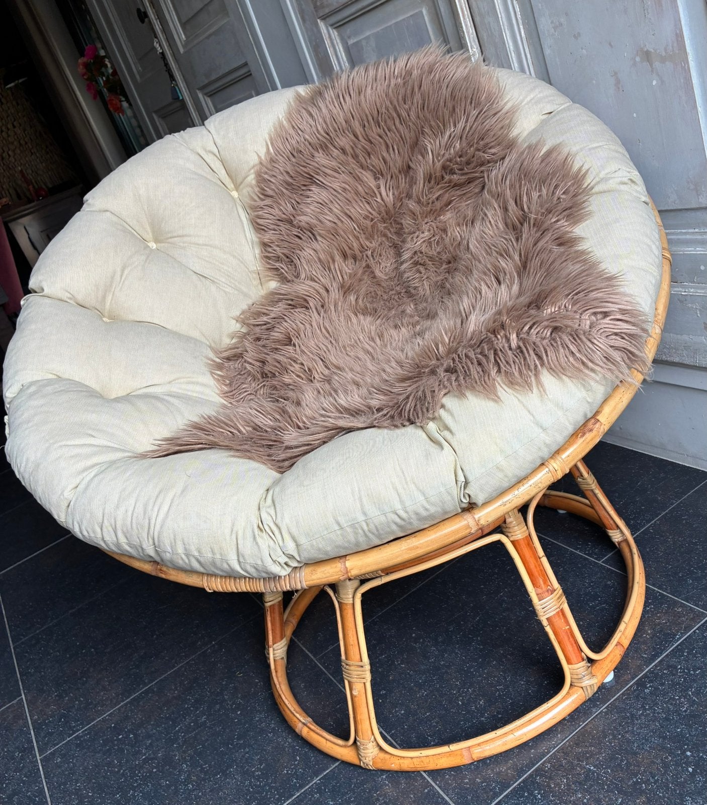 Hele mooie Papasan lounge / relax stoel Ibiza / Bali style, Ophalen, Gebruikt, 75 tot 100 cm