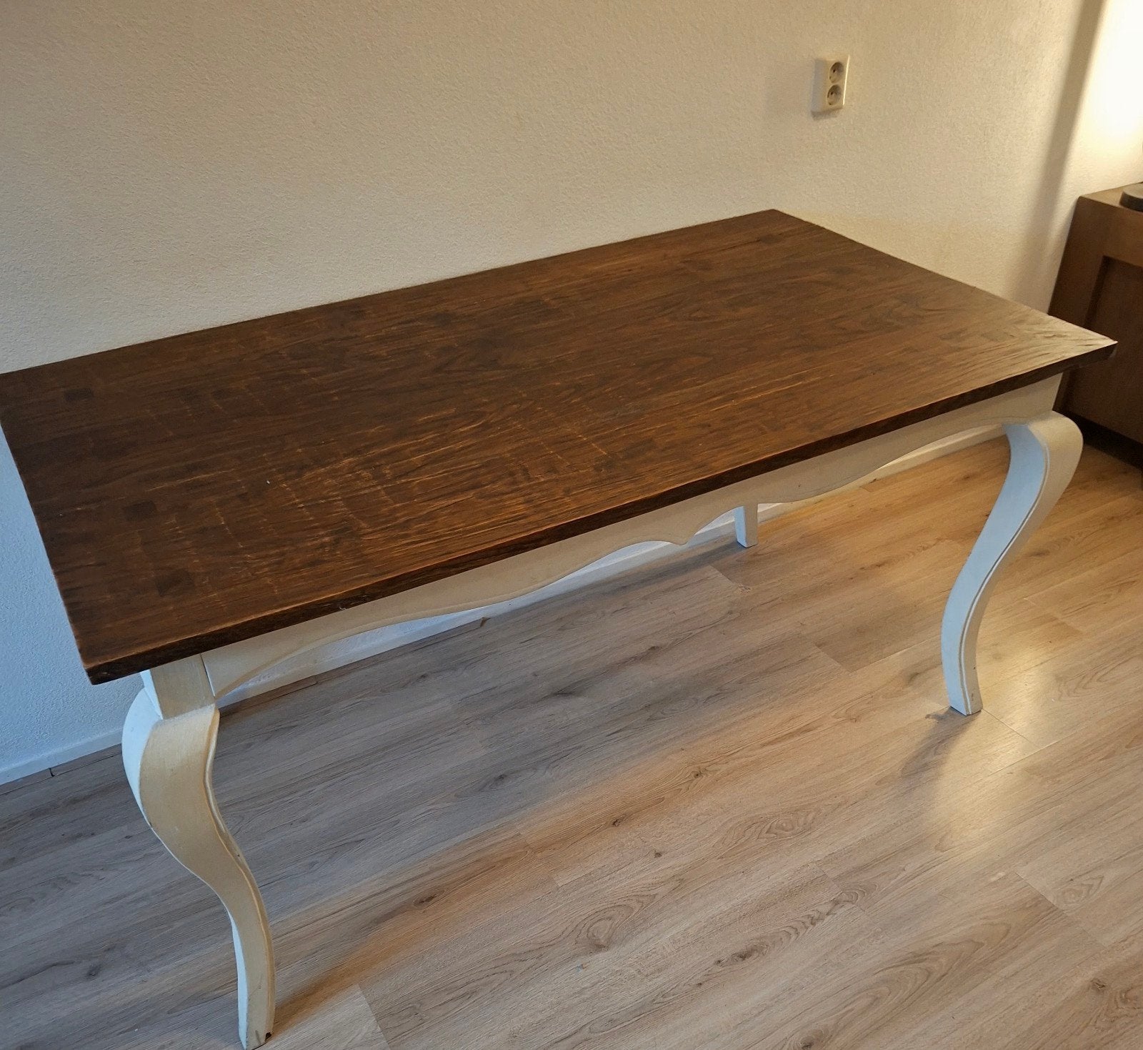 Landelijke eettafel oud geleefd teakhout (160x89 cm), Ophalen, Gebruikt, Klassiek / Brocante, Teakhout