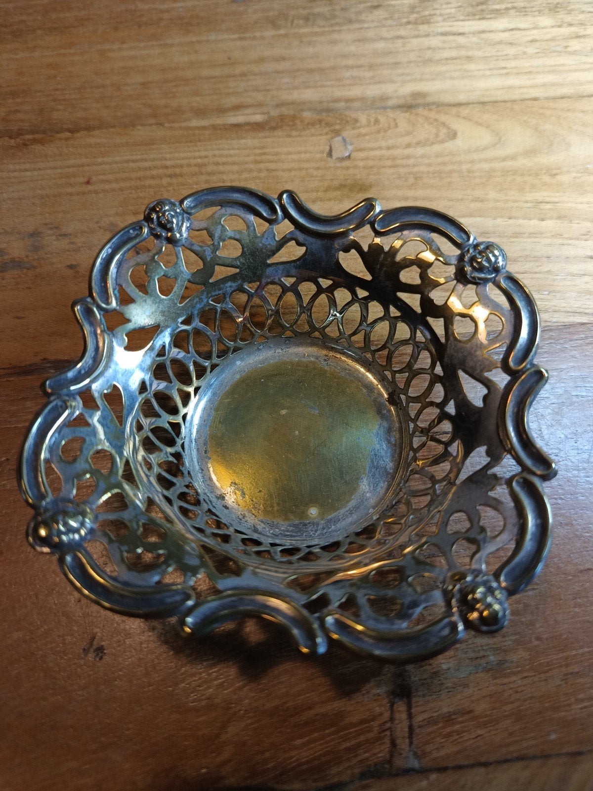 verzilverd bonbon schaaltje bodem 5 cm 10 cm doorsnede, Antiek en Kunst, Ophalen of Verzenden