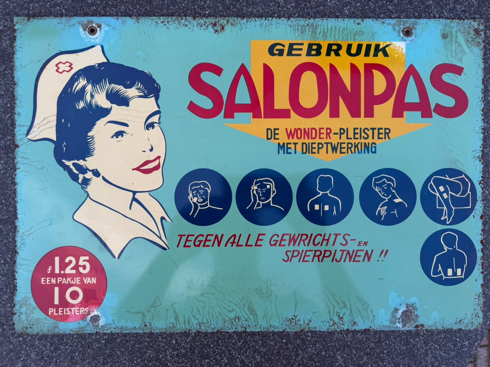 Reclamebord salonpas, Ophalen of Verzenden, Zo goed als nieuw, Reclamebord