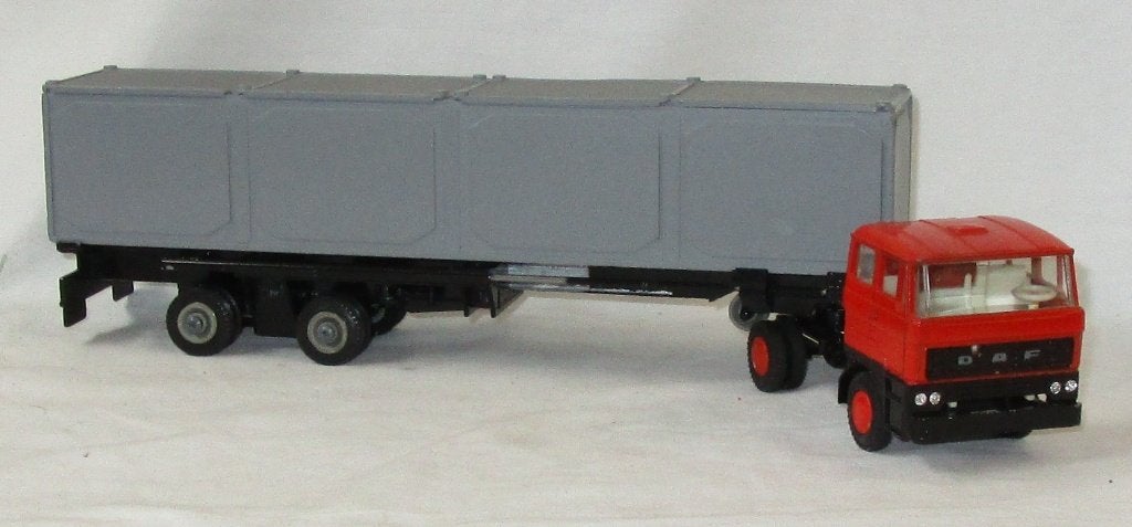 Lion Car Daf 2800 type 1 cont. oplegger met grijze container, Hobby en Vrije tijd, Modelauto's | 1:50, Ophalen of Verzenden, Zo goed als nieuw