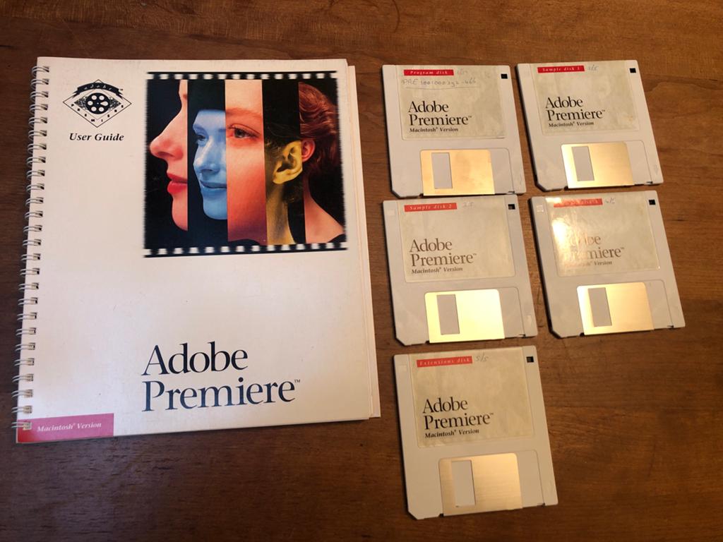Adobe Premiere Macintosh Edition 1991 - 5 diskettes + handle, Computers en Software, Vintage Computers, Ophalen of Verzenden