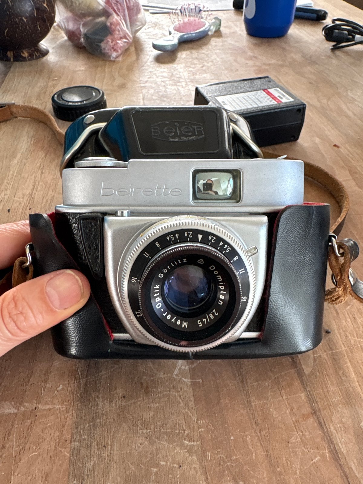 Beirette camera met Meyer-Optik Görlitz Domiplan 2.8/45 lens, Ophalen of Verzenden, Gebruikt, Compact, Overige Merken