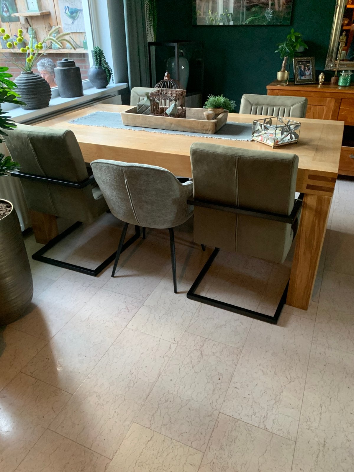 Eettafel 6 persoons blank eiken gratis, Huis en Inrichting, Tafels | Eettafels, Ophalen, Gebruikt, Eikenhout, 50 tot 100 cm