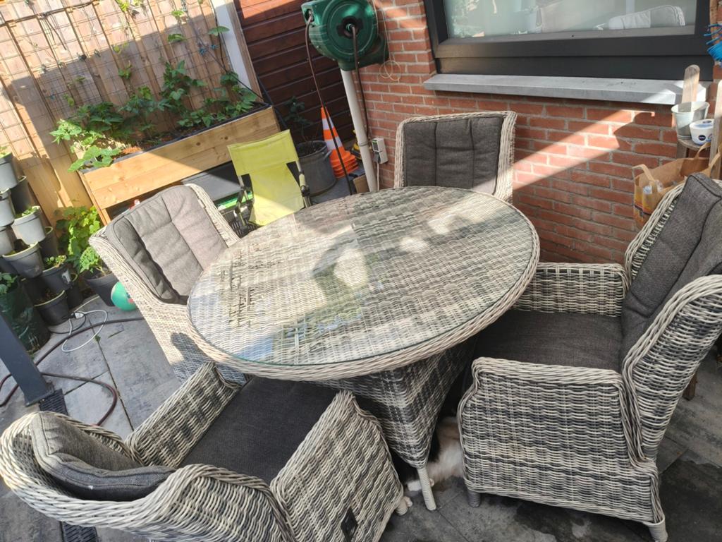 Intratuin Loungeset met 4 stoelen en tafel, Ophalen, Gebruikt, Wicker