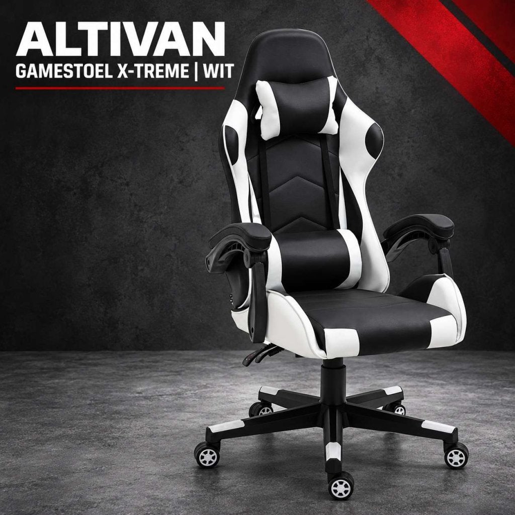 Altivan Gamestoel X-TREME wit zwart met nek- en rugkussen, Nieuw, <redacted>, Altivan, Ophalen