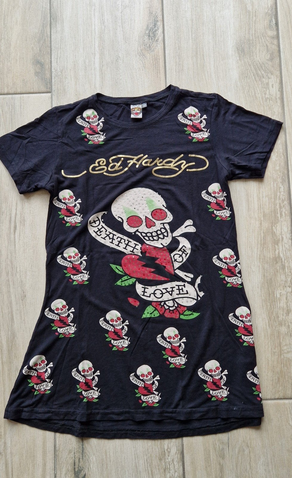 152 Stoer zwart Ed Hardy shirt met tattoo print, Ophalen of Verzenden, Zo goed als nieuw, Ed Hardy, Shirt of Longsleeve