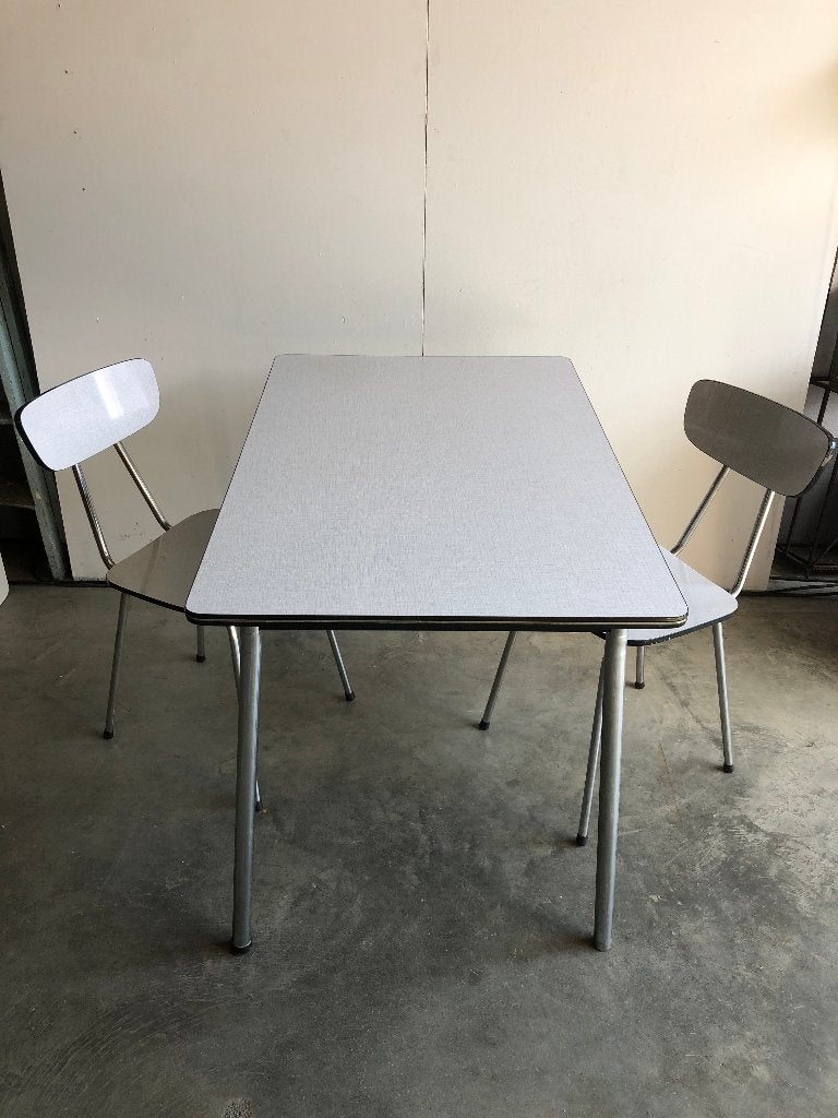 Vintage formica tafel en stoelen, Ophalen, Gebruikt, Vintage, 50 tot 100 cm