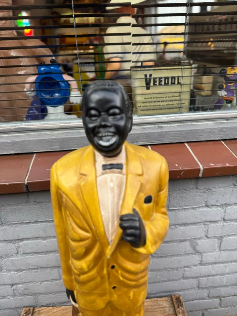 Vintage Beeld Zwarte Man met Geel Pak - Decoratief, Ophalen, Kunststof, 50 - 100 cm, Beeld