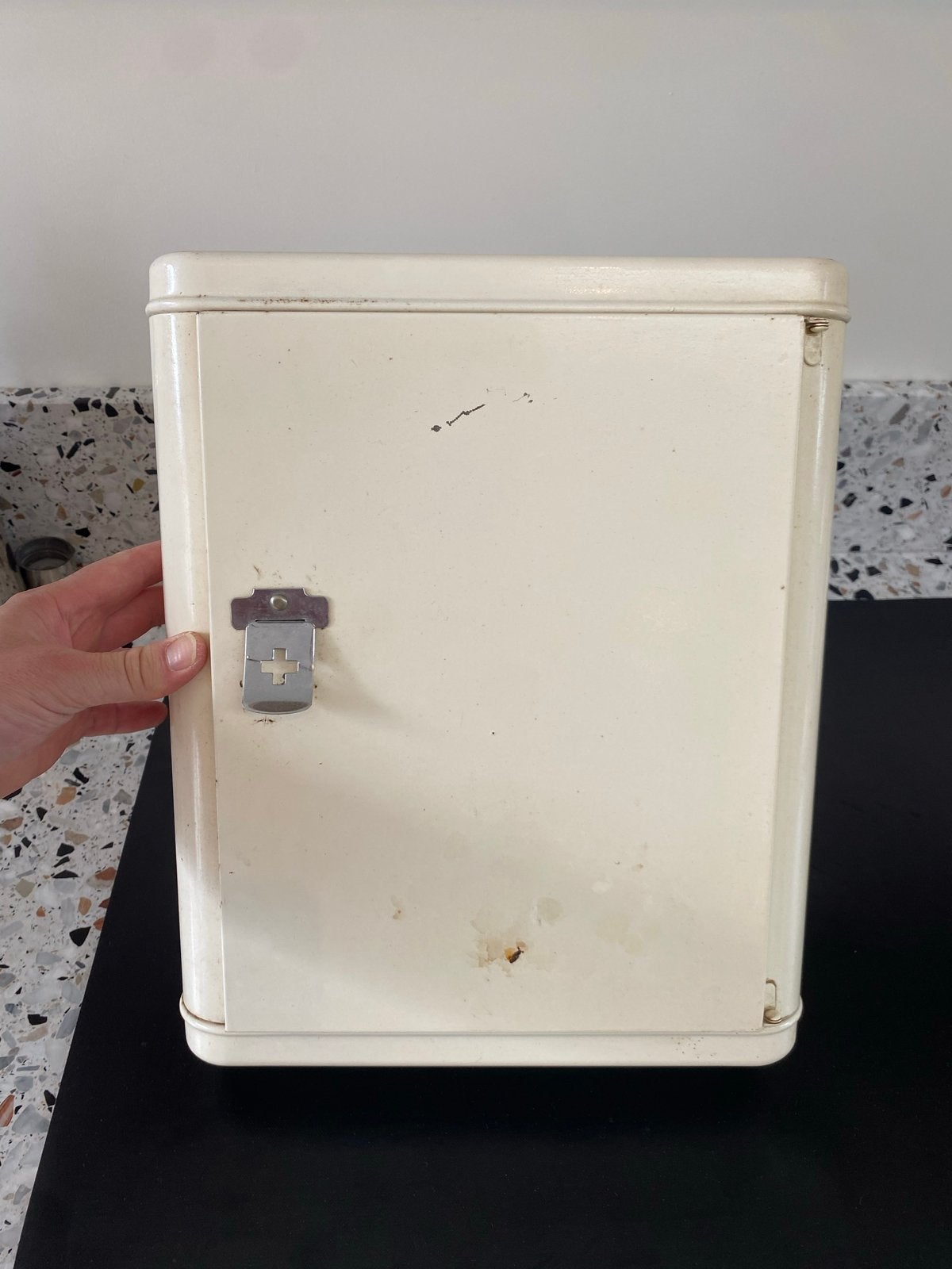 Vintage/Retro Medicijnkastje - Crème Wit Metaal, Ophalen of Verzenden