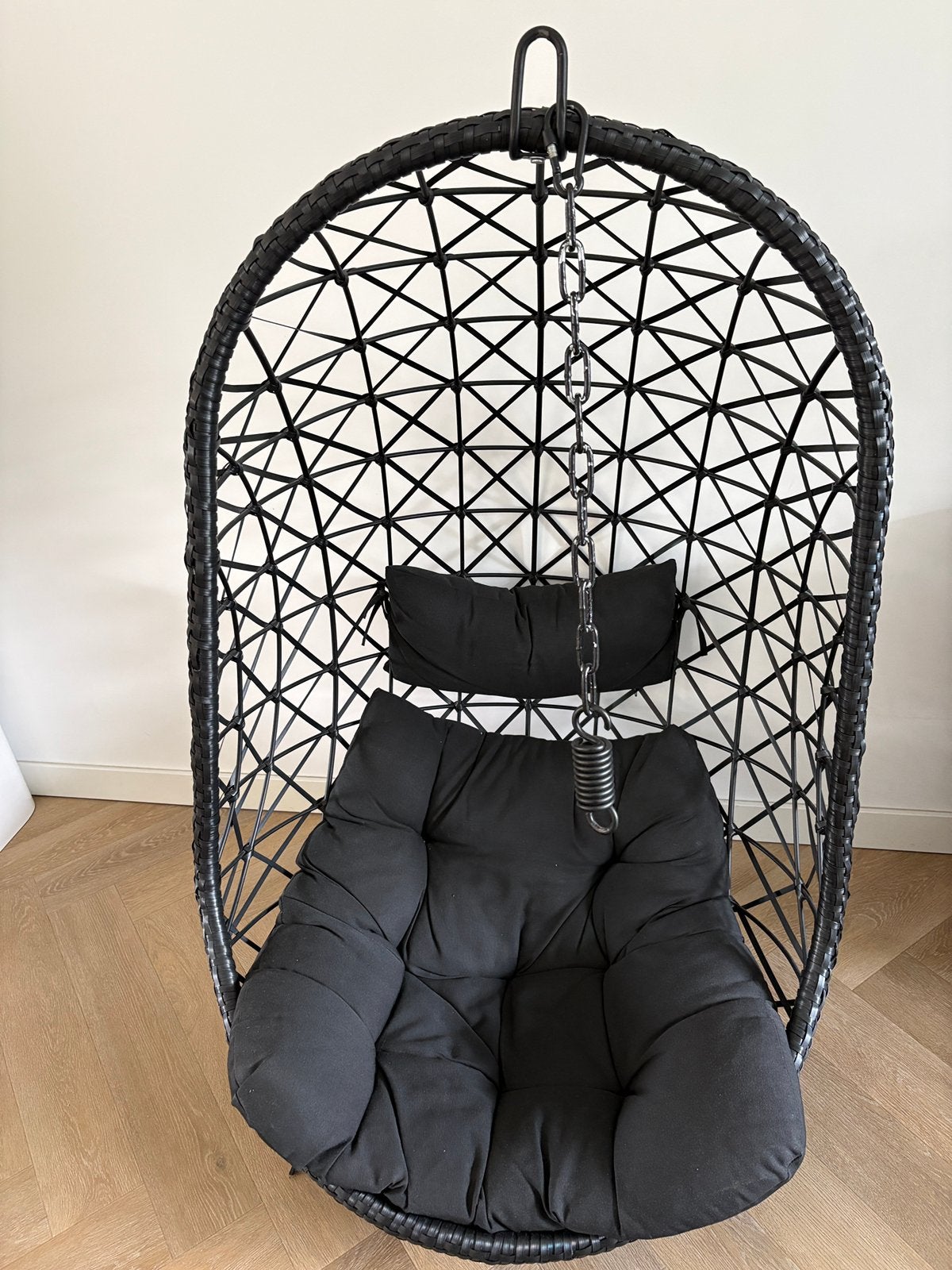 Hangstoel zwart ei (zonder standaard), Tuin en Terras, Ophalen, Gebruikt, Metaal