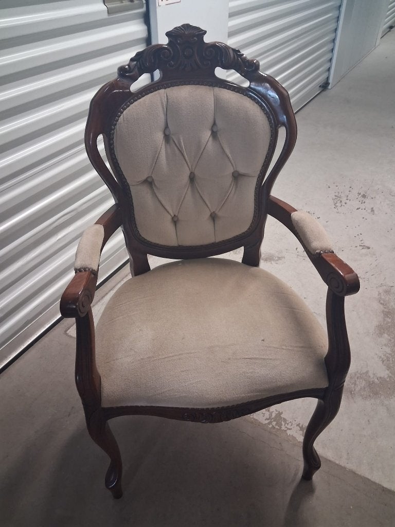 Antieke fauteuil met gecapitonneerde rugleuning, Ophalen, Gebruikt, Overige kleuren, Klassiek, Antiek, Barok
