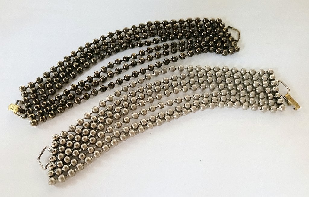 2 Vintage "kogel" armbanden, Sieraden, Tassen en Uiterlijk, Ophalen of Verzenden, Gebruikt, Zilver, Staal