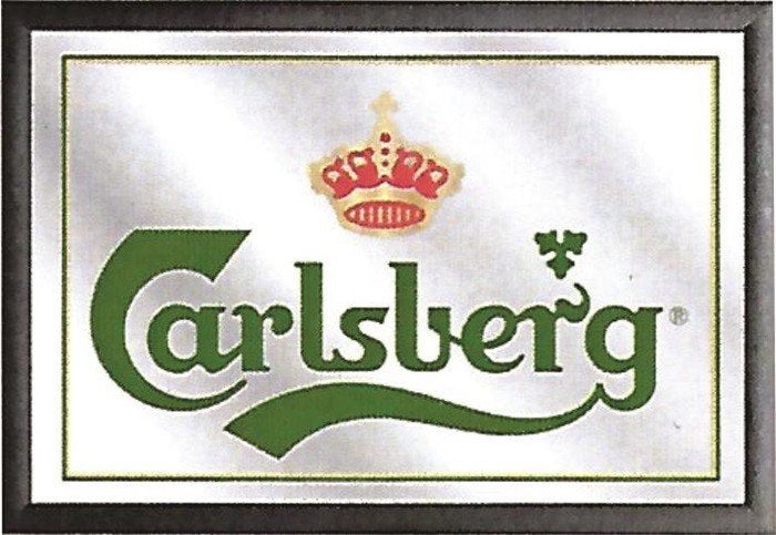 Carlsberg bier logo reclame spiegel wanddeco decoratie deco, Verzamelen, Ophalen of Verzenden, Nieuw, Reclamebord, Plaat of Schild