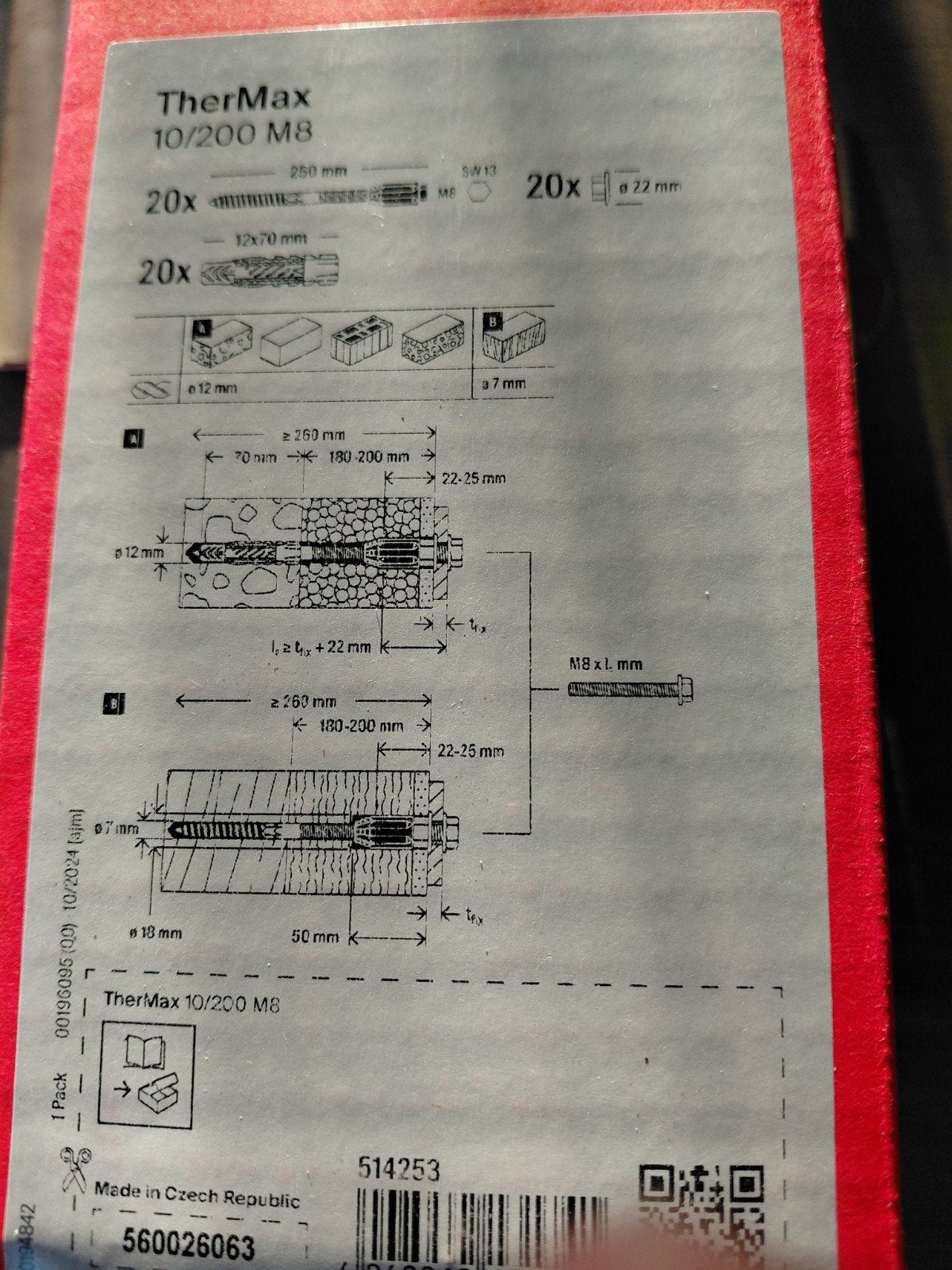 Thermax 10/200 M8 pluggen - Nieuw in doos (16 stuks), Ophalen of Verzenden, Nieuw, 100 tot 250 mm, Pluggen