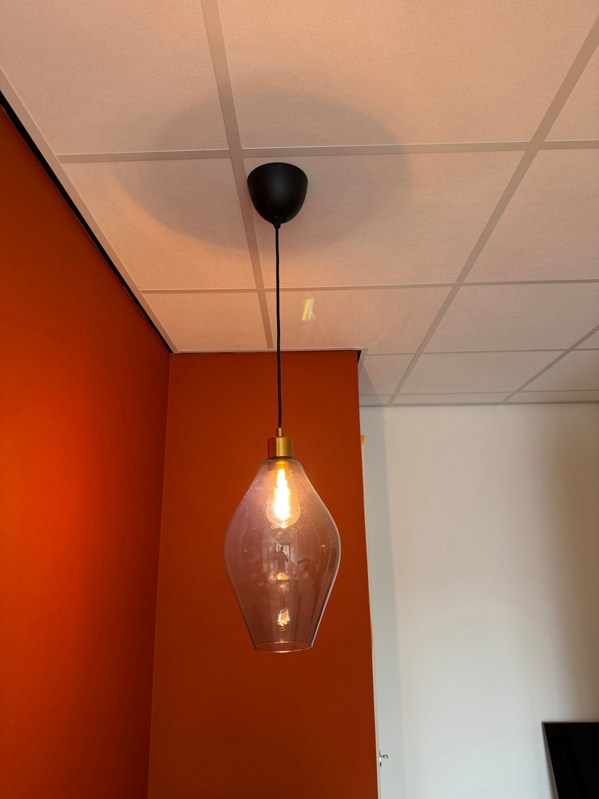 Mooie hanglamp met 2 soorten kleuren licht, Ophalen of Verzenden, Zo goed als nieuw, Glas